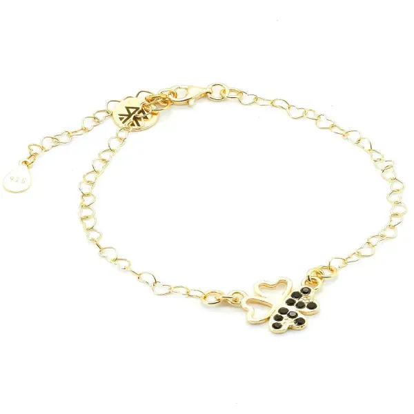 Silber Armband Herzform Armband, und Kleeblatt Anhänger